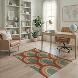 Retro Earth Tone Arch Area Rug