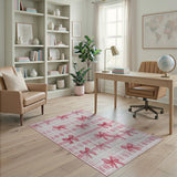 Playful Pink Bows Gingham Area Rug