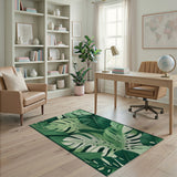 Fruit Pattern Lush Monstera Leaves Green Area Rug
