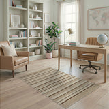 Beige Tan Horizontal Striped Woven Rug