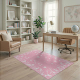 Romantic Pink Hearts Floral Vines Area Rug