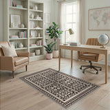 Ornate Cream Persian Rug with Bird Motifs
