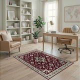 Burgundy Floral Persian Area Rug