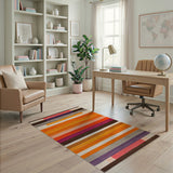Multi-color and Patterns Stripe Vibrant Multi-Color Horizontal Stripe Area Rug