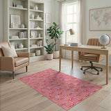 Vibrant Pink Interlocking Geometric Area Rug