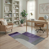 Purple Grey Geometric Abstract Area Rug