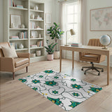 Whimsical Teal Cartoon Bird Star Rug