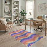 Vibrant Paw Print Heart Wave Kids Rug