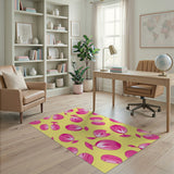 Playful Pink Cherry Fruit Pattern Area Rug
