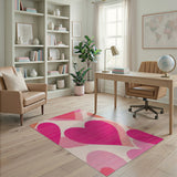 Vibrant Geometric Hearts Area Rug