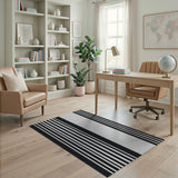 Bold Black White Vertical Stripe No. 18 Area Rug
