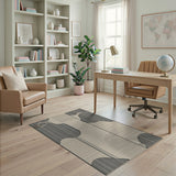 Abstract Organic Shapes Black Beige Area Rug