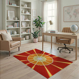 Fiery Orange Starburst Area Rug