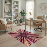 Geometric Modern Pink Radiant Pink Sunburst Geometric Area Rug