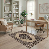 Ornate Beige Medallion Area Rug