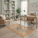 Creamy Beige Floral Vintage Area Rug