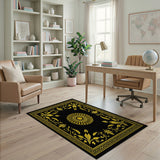 Ornate Gold Sunflower Area Rug