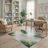Watercolor Green Palm Fronds Area Rug
