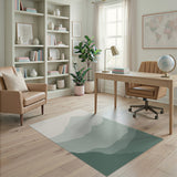 Layered Sage Green Mountain Silhouette Area Rug