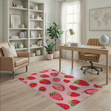 Pink Playful Strawberry Pink Area Rug