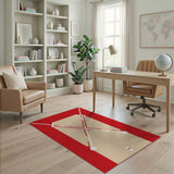 Red Border Baseball Diamond Area Rug