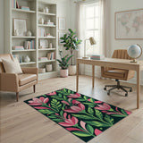 Vibrant Pink Geometric Floral Area Rug