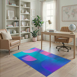 Blue and Teal Blue Teal Abstract Geometric Area Rug