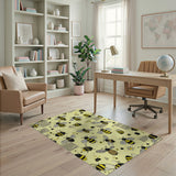 Vintage Bees Cross-Stitch Yellow Area Rug
