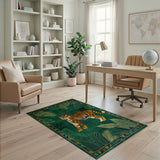 Jungle Tiger Green Area Rug