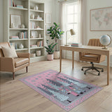 Whimsical Pink Gnome Christmas Forest Rug