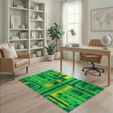 Aerial Green Cityscape Geometric Area Rug