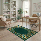 Green Ornate Emerald Green Persian Border Rug