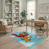 Cute Flying Puppy with Red Scarf Cartoon Rug