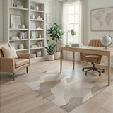 Beige and Neutral Wavy Neutral Abstract Area Rug
