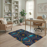 Rainbow Bicycle Reef Washable Area Rug