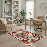 Abstract Red Wave Washable Area Rug