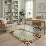 Vintage Peony Floral Border Area Rug