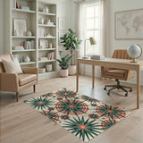 Radiant Green Agave Starburst Area Rug