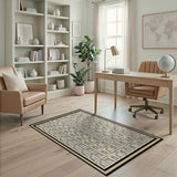 Geometric Arch Grid Beige Area Rug