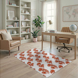 Modern Red Leaf Print Area Rug