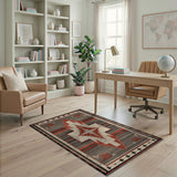Grey Red Southwestern Tribal Area Rug