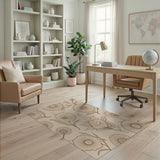 Beige Daisy Floral Line Art Area Rug