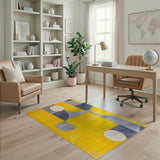 Bold Yellow Grey Geometric Abstract Area Rug