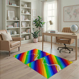Vibrant Rainbow Wavy Stripe Area Rug