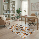 Orange Pod and Leaf Pattern Area Rug
