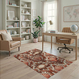 Ornate Orange Shell Leaf Baroque Rug