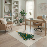 Whimsical Christmas Tree Area Rug with Golden Stars