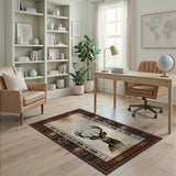 Southwestern Buck Deer Head Area Rug