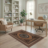 Brown and Tan Ornate Brown Mandala Persian Area Rug