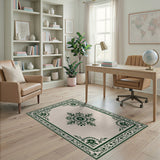 Ornate Green Floral Persian Area Rug